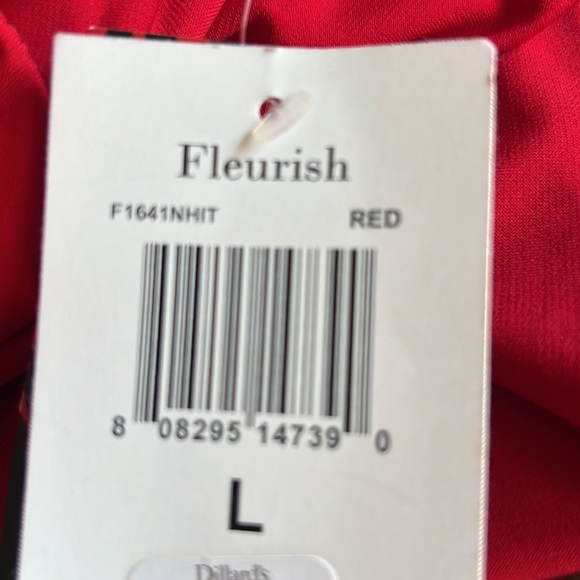 Fleurish Red Cold Shoulder Blouse Large - Picture 6 of 6